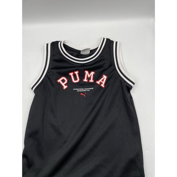 Boys Puma Basketball Tank Top Jersey Black & Red Sleeveless Size 6 - Picture 2 of 4